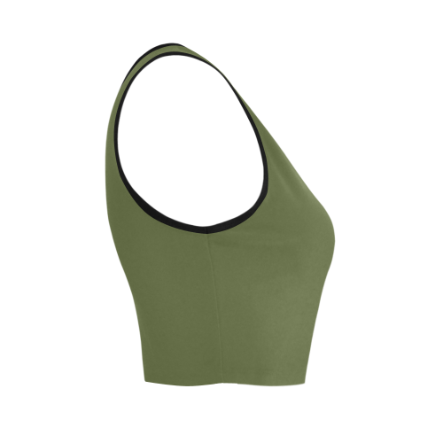 Cedar Green Color Accent Women's Crop Top (Model T42)