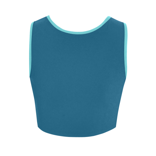 Blue Sapphire Color Accent Women's Crop Top (Model T42)