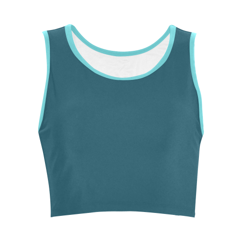 Blue Coral Color Accent Women's Crop Top (Model T42)