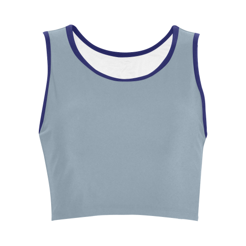 Dusty Blue Color Accent Women's Crop Top (Model T42)