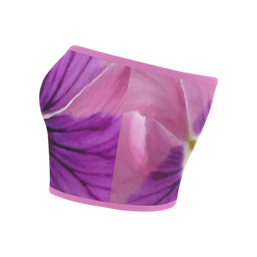 Pink and Purple Pansy Bandeau Top