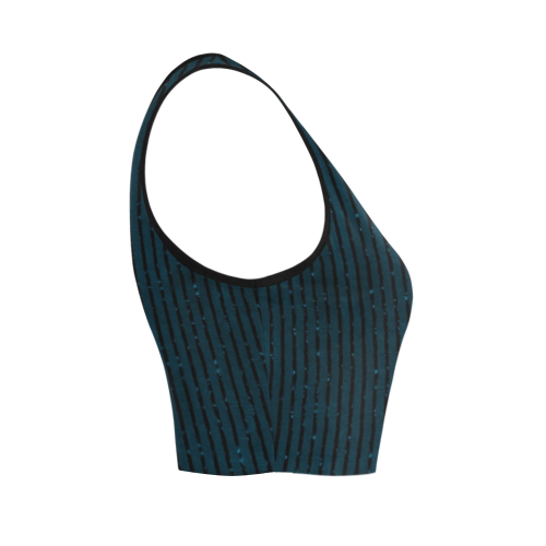 Turquoise Glitter Stripe Women's Crop Top (Model T42)