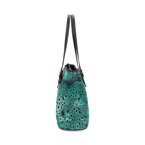 Green Bubbles Leather Tote Bag/Large (Model 1640)