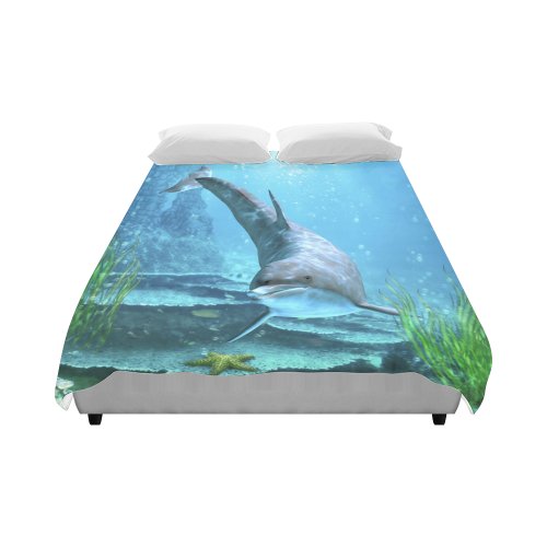 A proud dolphin swims in the ocean Duvet Cover 86"x70" ( All-over-print)