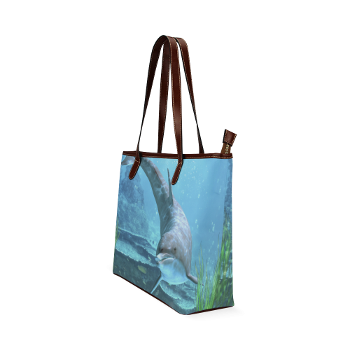 A proud dolphin swims in the ocean Shoulder Tote Bag (Model 1646)