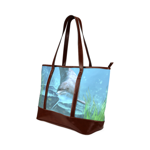 A proud dolphin swims in the ocean Tote Handbag (Model 1642)