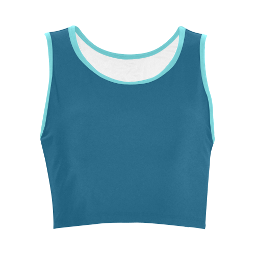 Blue Sapphire Color Accent Women's Crop Top (Model T42)