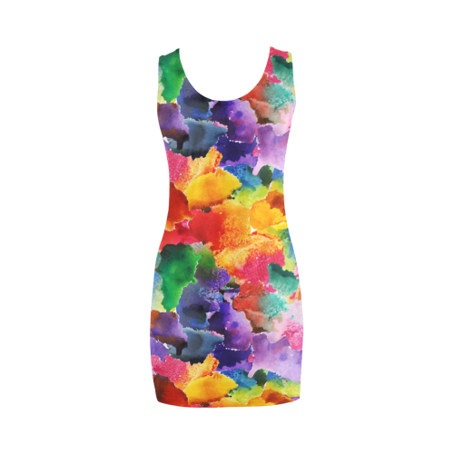 vibrant flower watercolor Medea Vest Dress (Model D06)