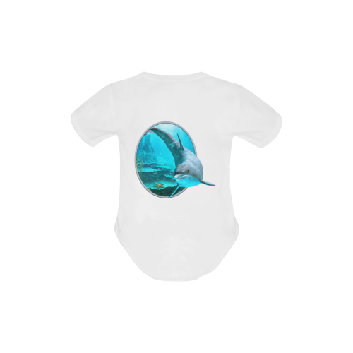 A proud dolphin swims in the ocean Baby Powder Organic Short Sleeve One Piece (Model T28)