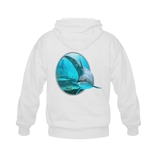 A proud dolphin swims in the ocean Gildan Full Zip Hooded Sweatshirt (Model H02)