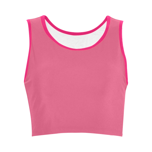 Hot Pink Color Accent Women's Crop Top (Model T42)