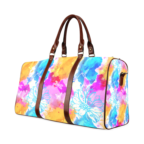 vibrant flower watercolor Waterproof Travel Bag/Small (Model 1639)