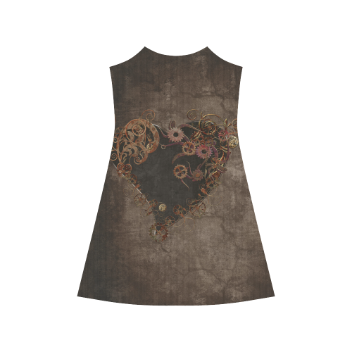 A decorated Steampunk Heart in brown Alcestis Slip Dress (Model D05)