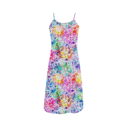 vibrant flower watercolor Alcestis Slip Dress (Model D05)