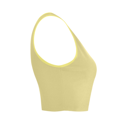 Custard Color Accent Women's Crop Top (Model T42)