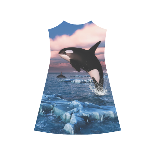 Killer Whales In The Arctic Ocean Alcestis Slip Dress (Model D05)
