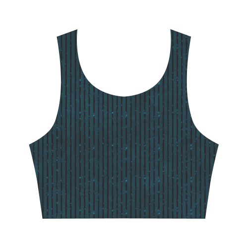 Turquoise Glitter Stripe Women's Crop Top (Model T42)