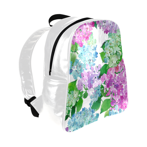 Watercolor Hydrangea Multi-Pockets Backpack (Model 1636)