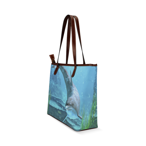 A proud dolphin swims in the ocean Shoulder Tote Bag (Model 1646)
