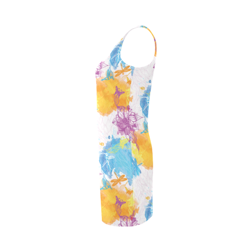 vibrant flower watercolor Medea Vest Dress (Model D06)