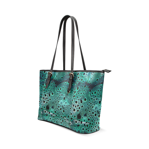 Green Bubbles Leather Tote Bag/Large (Model 1640)