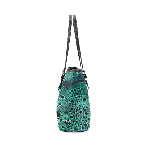 Green Bubbles Leather Tote Bag/Small (Model 1640)