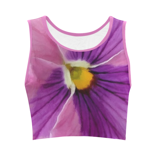 Pink and Purple Pansy Women's Crop Top (Model T42)