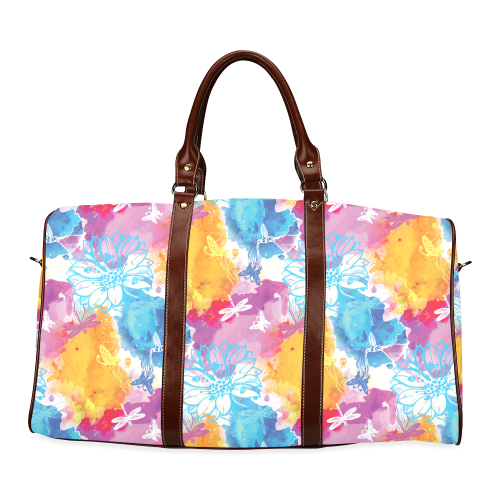 vibrant flower watercolor Waterproof Travel Bag/Small (Model 1639)