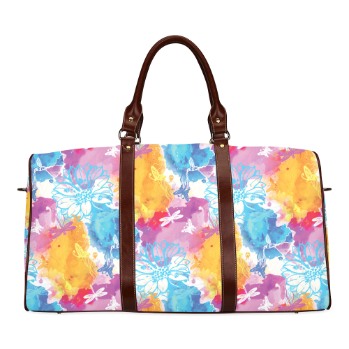 vibrant flower watercolor Waterproof Travel Bag/Small (Model 1639)