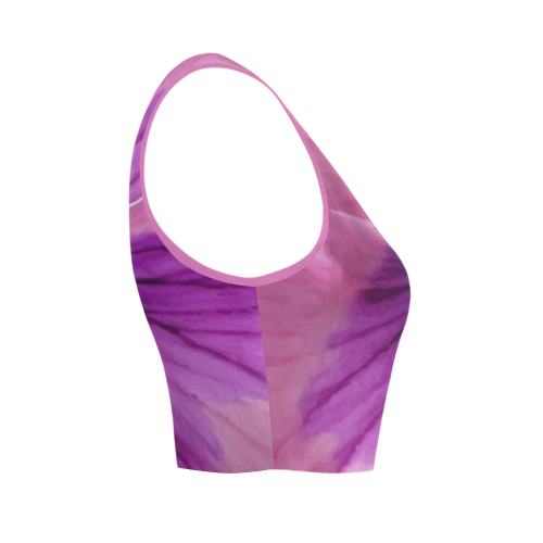 Pink and Purple Pansy Women's Crop Top (Model T42)