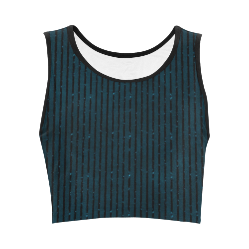 Turquoise Glitter Stripe Women's Crop Top (Model T42)