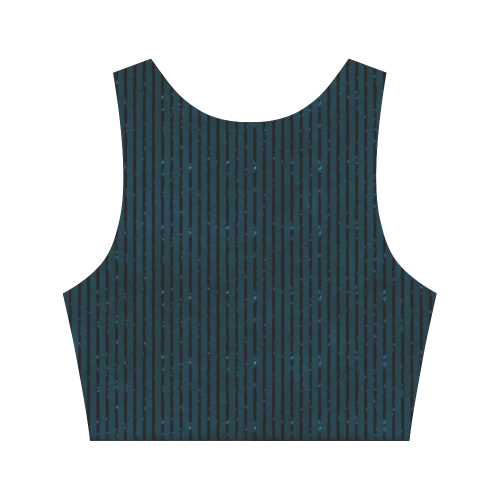 Turquoise Glitter Stripe Women's Crop Top (Model T42)