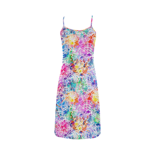 vibrant flower watercolor Alcestis Slip Dress (Model D05)