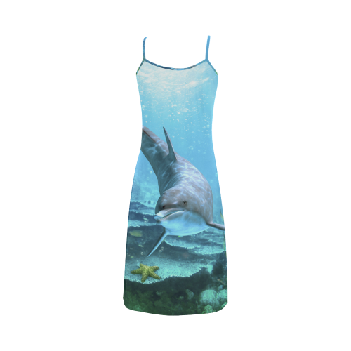 A proud dolphin swims in the ocean Alcestis Slip Dress (Model D05)