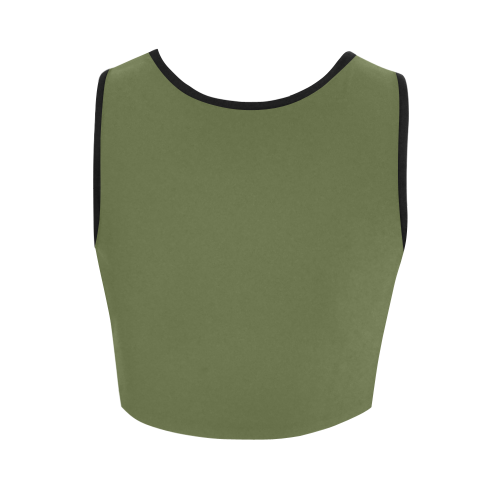 Cedar Green Color Accent Women's Crop Top (Model T42)