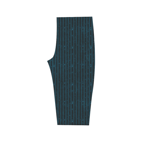 Turquoise Glitter Stripe Hestia Cropped Leggings (Model L03)