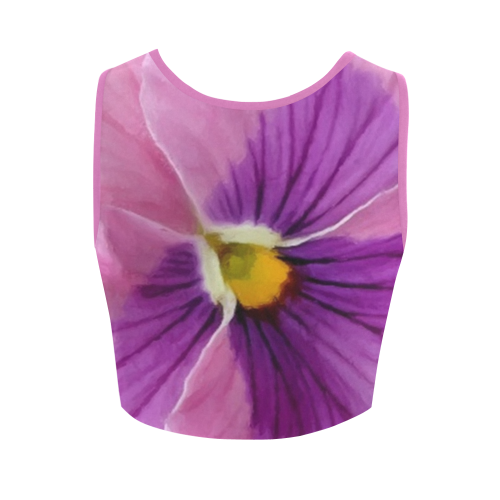 Pink and Purple Pansy Women's Crop Top (Model T42)