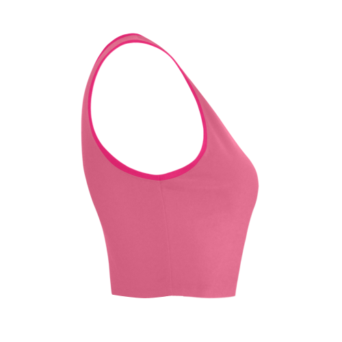 Hot Pink Color Accent Women's Crop Top (Model T42)