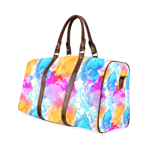 vibrant flower watercolor Waterproof Travel Bag/Small (Model 1639)