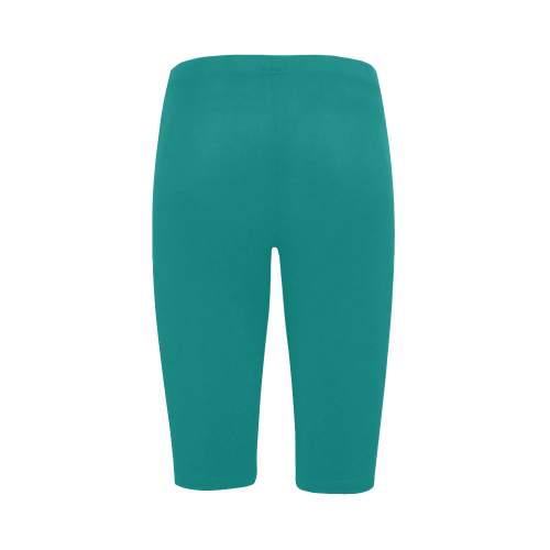 Deep Peacock Blue Color Accent Hestia Cropped Leggings (Model L03)