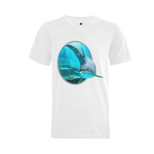 A proud dolphin swims in the ocean Men's V-Neck T-shirt (USA Size) (Model T10)