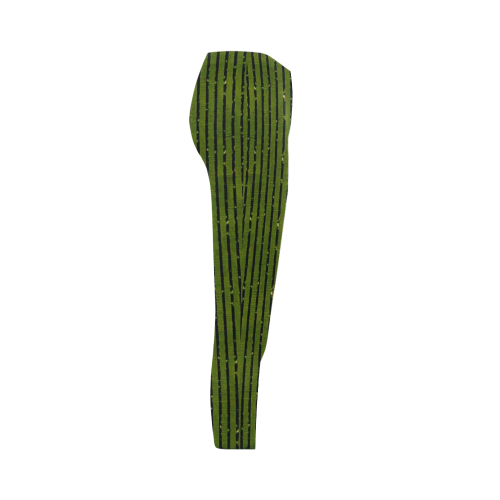 Green Glitter Stripe Capri Legging (Model L02)