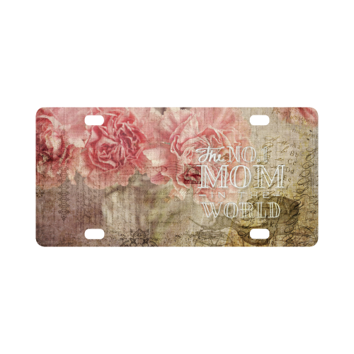 Vintage carnations for the best mom Classic License Plate