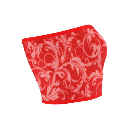 Vintage Swirls Coral Red Bandeau Top