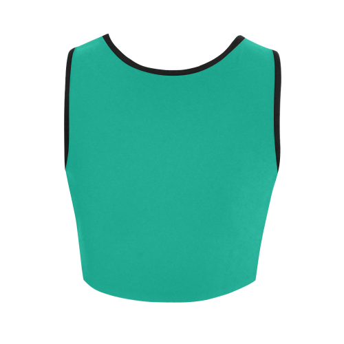 Peacock Green Color Accent Women's Crop Top (Model T42)