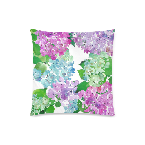 Watercolor Hydrangea Custom Zippered Pillow Case 18"x18" (one side)