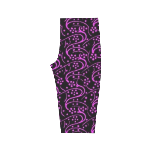 Vintage Floral Purple Amethyst Black Hestia Cropped Leggings (Model L03)