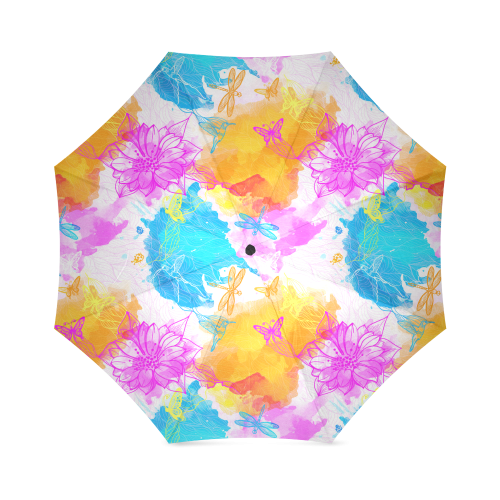 vibrant flower watercolor Foldable Umbrella (Model U01)