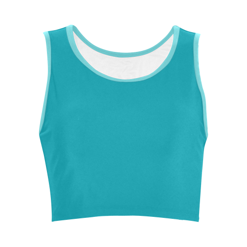 Peacock Blue Color Accent Women's Crop Top (Model T42)