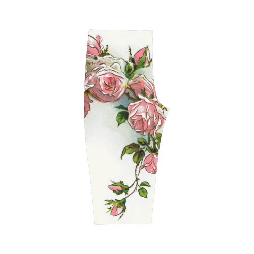 Vintage Pink Rose Floral Hestia Cropped Leggings (Model L03)